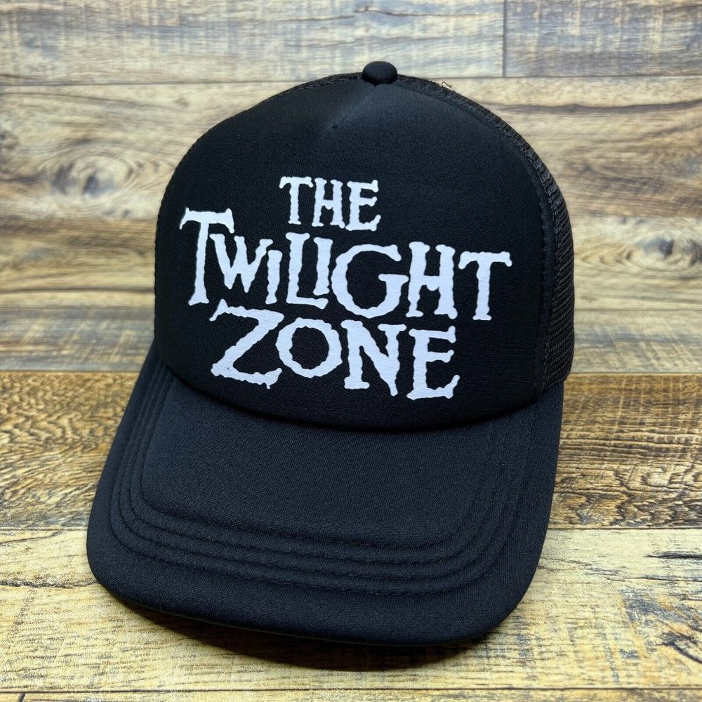 The Twilight Zone Mens Trucker Hat Black Snapback 60s Logo Rod Sterling Ball Cap